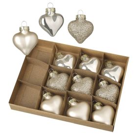 Set Of Gold Glass Hearts - 12